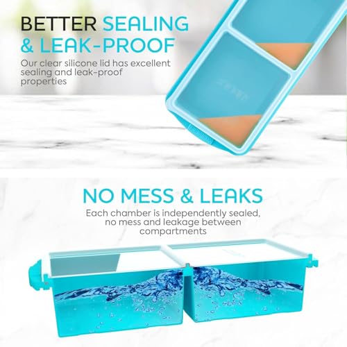 Image of XOMOO Silicone Freezer Tray With Lid-Soup Freezer Container molds-2-cup Extra Large Ice Cube Tray-makes 4 perfect 500ml portions cubes, For freezing soup,stews,sauces.Oven&Dishwasher-Safe(2-Pack)