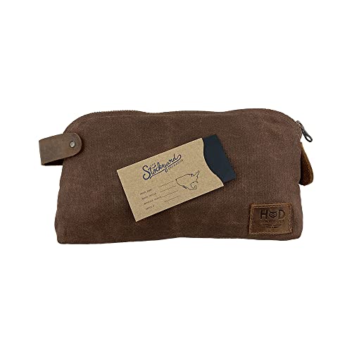 Hide & Drink, Waxed Canvas Large All Purpose Dopp Kit Utility Bag, Toiletry Bag, Zippered Carry On Pouch, Travel & Commute Essentials, Handmade Includes 101 Year Warranty :: Honey Bourbon #TOP6