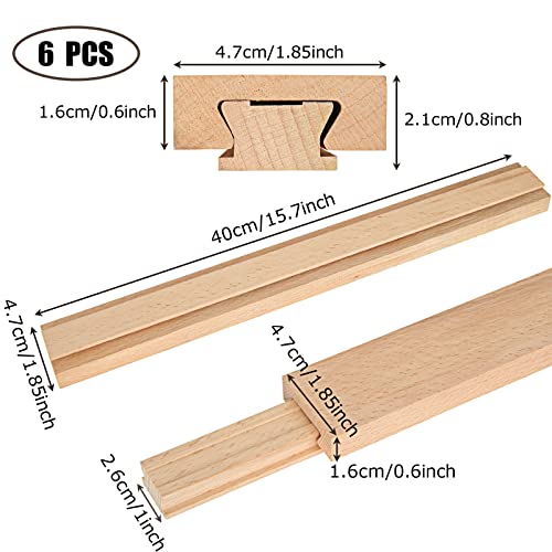 6 Pcs 15.7 Inch Wooden Drawer Slides Bottom Mount, Classic Traditional Wood Center Guide Track with Slide Glides, Replacement Inforcement Part for Drawer - Image 2