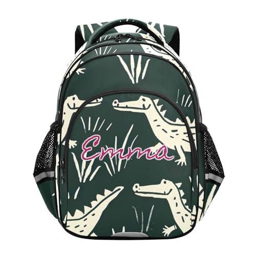 Sac à dos personnalisé enfants 6-12 ans - Grand sac école 17 pouces motif alligator