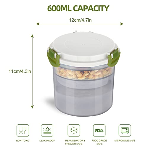 Genteen Overnight Oats Containers With Lids, Overnight Oats Container With Ice Pack Yogurt Parfait Cups For Snack Overnight Oats Cereal Meal Pre Breakfast Leakproof Bpa Free 20Oz(Grey) #TOP3