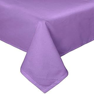 HOMESCAPES Navy Blue Cotton Tablecloth 6 to 8 seater Large Rectangular 137 x 228 cm (54 x 90 Inches) Washable Hand Woven 100% Plain Cotton with Decorative Ladder Stitch Edge