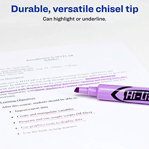 Avery Hi-Liter Desk-Style Highlighters, Smear Safe Ink, Chisel Tip, 12 Fluorescent Purple Highlighters (24060) #TOP2