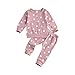 Geagodelia Completini da Neonati Floreali Margherita Camicia A Maniche Lunghe Magliette E Camicette Pantaloni Fiocco Della Fascia Girocollo Pullover (Pois Rosa,0-3 mesi)