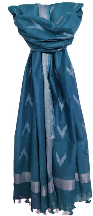 SheenKraft| Women's Handloom Linen Cotton Blend Bhagalpuri Ikkat Dupatta with Zari Designed Free Size_Color Variation