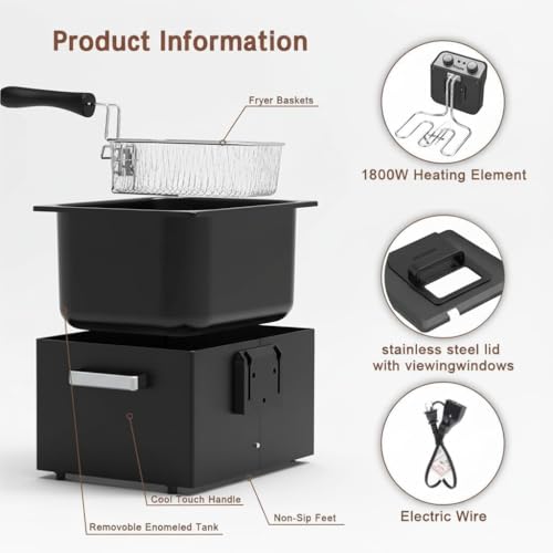 Vexon Large Electric Deep Fryer 4.9L/20Cups 1800W Black Stainless Steel Pot by Vexon - Used condition - Image 2