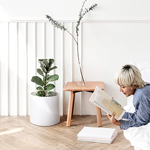 Mid Century Planter With Stand Included - 10 Inch Ceramic Plant Pot With Stand Perfect As An Indoor Planter For Snake Plant - Modern Large Ceramic Planter With Drainage Hole - Planter With Legs, White #TOP5