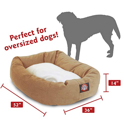 Image of 52 inch Khaki & Sherpa Bagel Dog Bed By Majestic Pet Products