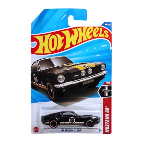 Image of Hot Wheels 1:64 67 Shelby GT500 Mustang Go Ages 3 and Up 161 /250 (Black)