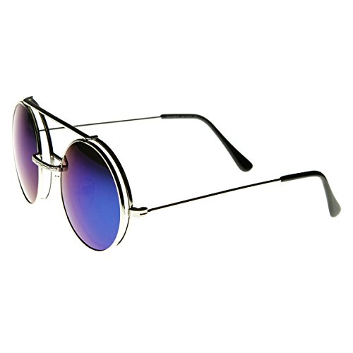zeroUV Limited Edition Color Mirror Flip-Up Lens Round Circle Django Sunglasses3