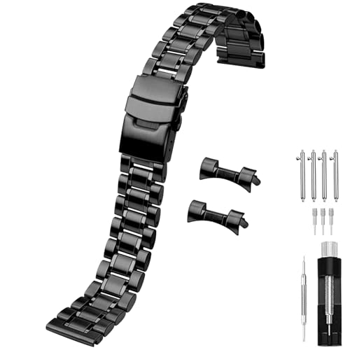 Image of Juntan 20mm 22mm Stainless Steel Watch Band Curved End Straight End for Men Women Metal Watch Bands Strap Quick Release Replacement Bracelet with Double Folding Buckle Silver