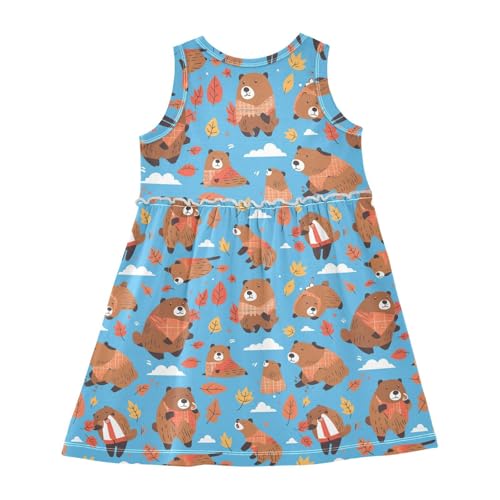 KLL Celebrate Holiday Canada Day Beavers Elements Little Girls Easter Dress Fashion Beach Sundress Summer Sleeveless2