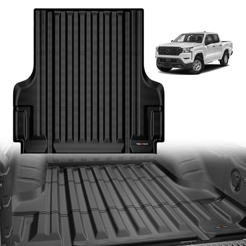 Image of TripleAliners Truck Mat Compatible with 2022-2026 Nissan Frontier Crew Cab 5FT Accessories, Truck Bed Mat Heavy Duty Custom Fit All Weather Protection TPE Pickup Liner