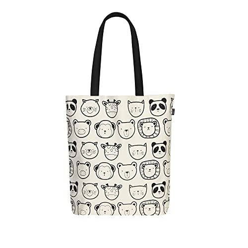 Eco Right   Bolso de algodón orgánico para mujer, bolsa de lona reutilizable para compras de comestibles, viajes, playa | Regalos ecológicos para mujeres, pequeña bolsa de libro para niñas