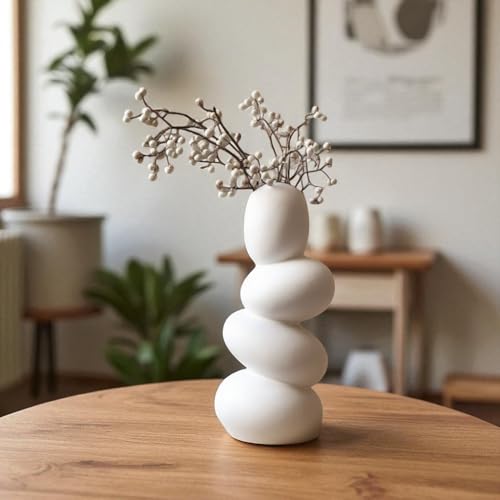Image of Decorative Glass Vase for Flower Plants | Clear Glass vases for Home Decor | Glass vase for Living Room (Pebble vase)