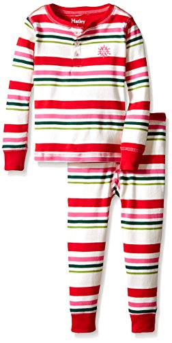 Hatley Little Girls' Henley Pajama Set Holiday Stripes Girl