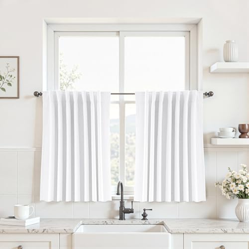 UHITECH Beige Blackout Curtains for Bedroom 30 Inch Long 2 Panels Set