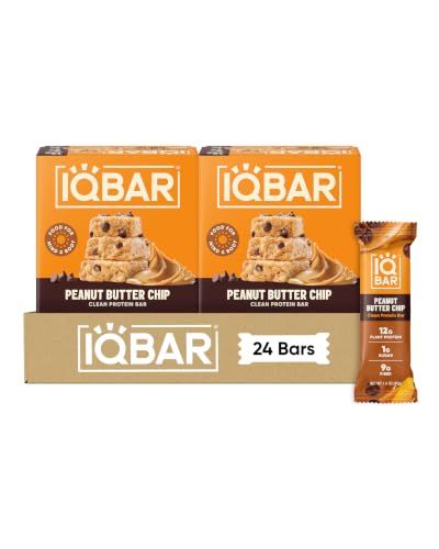 IQBAR Clean High Protein Bars, Low Sugar Snack, Peanut Butter Chip 24ct