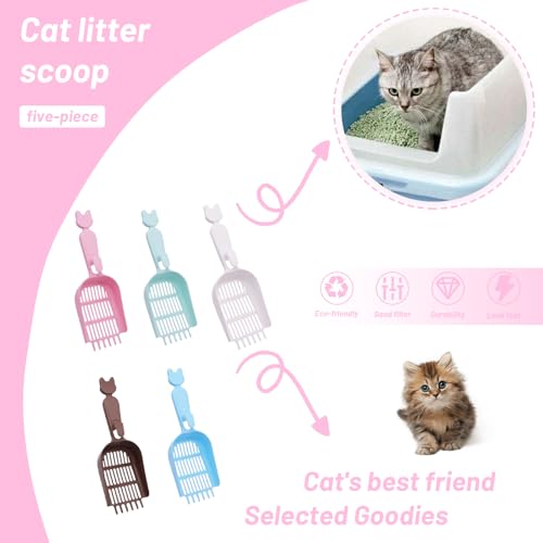 MXCELL 5 colheres de areia de plástico pequenas para gatos, pá profunda durável e cabo longo para pe