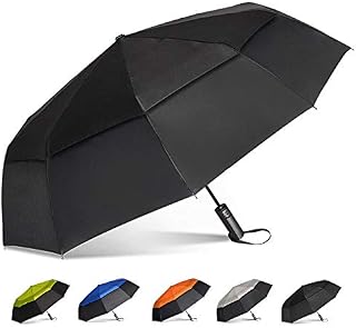 Brainstorming Large Travel Umbrella Windproof Compact Golf Umbrella Double Canopy Vented Automatic Open Rain