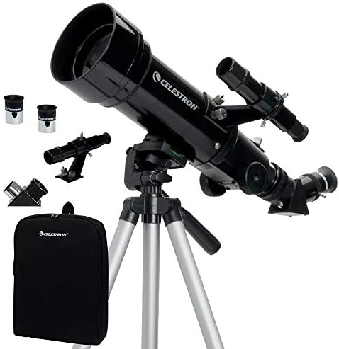 Celestron 21035-ADS Travel Scope 70 Refractor Telescope Kit with Backpack, Black (Amazon Exclusive Including Additional 4mm Eyepiece and 3X Barlow Lens)