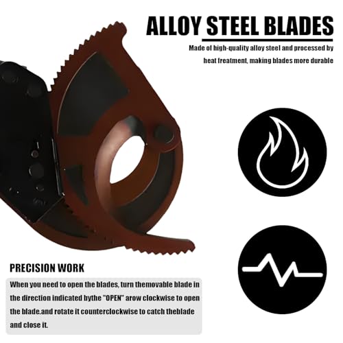 Ratcheting Cable Cutters, Ratchet Wire Cutters for Copper Cable Aluminum Cable, Ratchet Copper Aluminium Wire Cable Cutter 500mm2 Ratcheting Wire Cutting Hand Tool - Image 4
