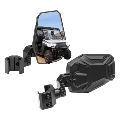 KEMIMOTO UTV Side Mirrors UTV Rearview Mirrors Fit for Windshield Compatible with Pro-Fit Polaris Ranger General Can-Am Defender Maverick Trail 3-axis Rotation Breakaway Rear View Accessories