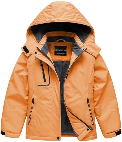 CREATMO US Girl's Waterproof Ski Jacket Warm Winter Snow Coat Windproof Snowboarding Rain Jacket
