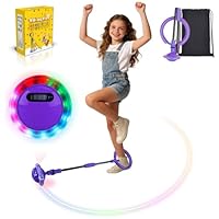 Anyingkai Blinkender Springring Fußkreisel mit Zähler, Swing Wheel mit Lichtrad, Blinkender Sprungball,Faltbarer Ankle Skip Ball,Jumping Ball and Skipping Rope,Sport Sprung (Lila-B)