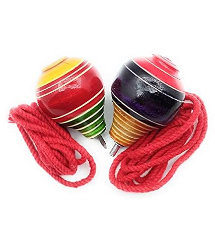 Yamkay Wooden Round Top with Thread Wooden Spinning Tops lattoo Bambaram buguri bongaram with String- Multi Color Pack of 2 (B0D3V36BBL) Amazon Price History, Amazon Price Tracker