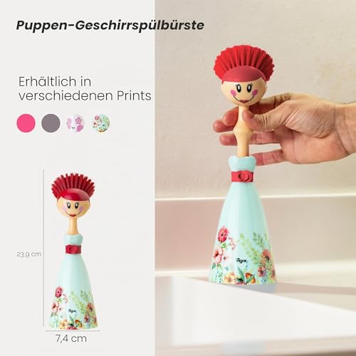 Foto von Vigar Dolls Spülbürste, blau und pink, 7.5 x 7.5 x 24.5