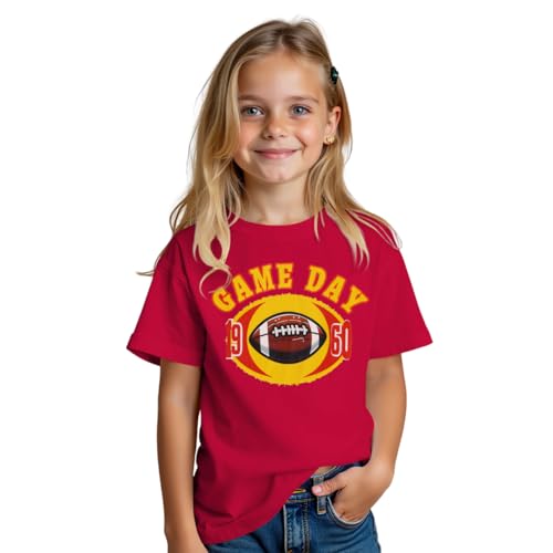 MODNTOGA Boys Girls Game Day Football Graphic Shirt Rugby Print Sundays T-Shirt Kids Girl Sports Fans Short Sleeve Tee Tops