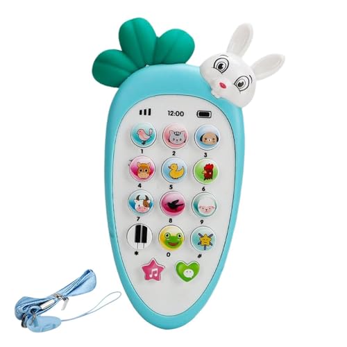 Teléfono de zanahoria para niños   Móvil, luz luminosa suave, botones de audio melódicos | Dispositivo de estimulación sensorial temprana para niños a partir de seis meses. Tiempo de reproducción para