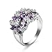 BCughia Ring Schmuck Silber, Verlobungsring Lila Lila Kissen Zirkonia Versilbert Blumen Luxusring Verlobung Engagement Damen Ring 57