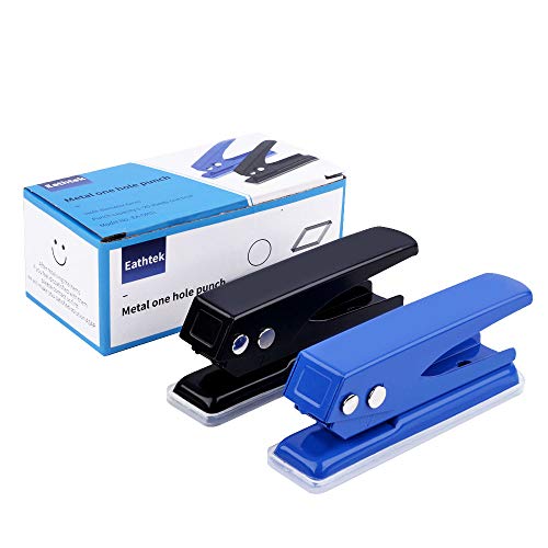 Low Force One Hole Punch,2 Packs.20 Sheets Punch Capacity,1/4" Holes.hand Hole Puncher With Anti-Skid Base For Paper,Chipboard,Thin Plastic Card,Thin Metal,Craft Paper And Art Project.(Black&Blue) #TOP1