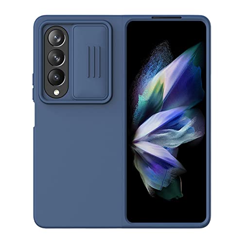 Coque Samsung Z Fold 4 anti-rayures : protection slide camera en silicone bleu liquide