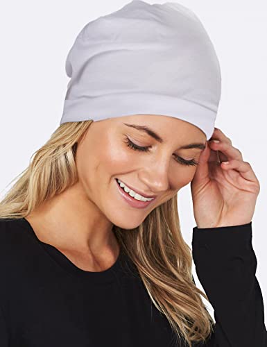 Nc Summer Cotton Slouchy Beanie Hip-Hop Soft Lightweight Running Beanie Adult Dwarf Hats Chemo Cap White #TOP1