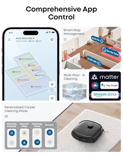 eufy E25 Omni Robot Vacuum Cleaner with Mop, HydroJet System, 20,000 Pa Turbo Powerful Suction, Zero Tangling, Corner-to-Edge Deep Cleaning and Mop Lifting, with Auto All-In-One Station - Image 8