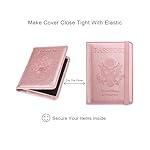 WALNEW Passport Holder for Travel, RFID Passport Cover Wallet for Women Men, PU Leather Passport Book Card Holder Case with Pen (Elastic Band Closure, A-Rosegold) - Image 4