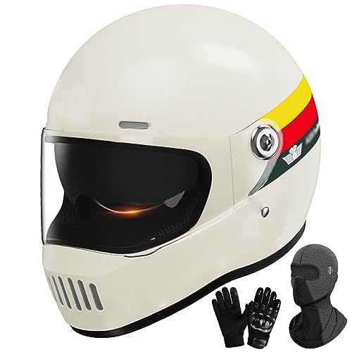 Vintage-Integral-Motorradhelm, hochklappbare Vollvisiere, modulare Helme, Motorradhelme für Männer und Frauen, kompakt, leicht – Motorradhelme, Einheitsgröße, Integralhelm, ECE-geprüft