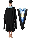 Master Graduation Gown Cap and Hood Master Regalia with 2025 2026 Tassel Matte Black Unisex