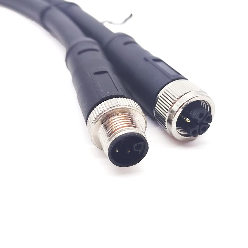 3.28ft M12 5Pins L-code Male to Female Connector Cable, L Code Rail Transit Power Connector with 1 Meter Wire Straight Sensor Molding Cable Female to Male Electrical PVC Cable 16A/60V 16AWG?1Meter?