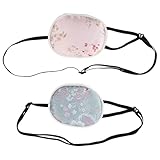 SOESFOUFU 2 Stück Verstellbare Seiden augenklappen für Erwachsene Atmungsaktive Hautfreundliche Augenpflaster gegen Amblyopie und Schielen Lichtdichte Elastische Lazy Eye Zufällige Farbe