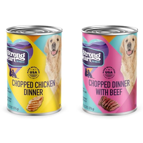 Image of A Strong Heart Wet Dog Food, Chicken & Beef Variety Pack - 13.2 oz Cans (Pack of 12), Made in The USA with Real Chicken & Beef