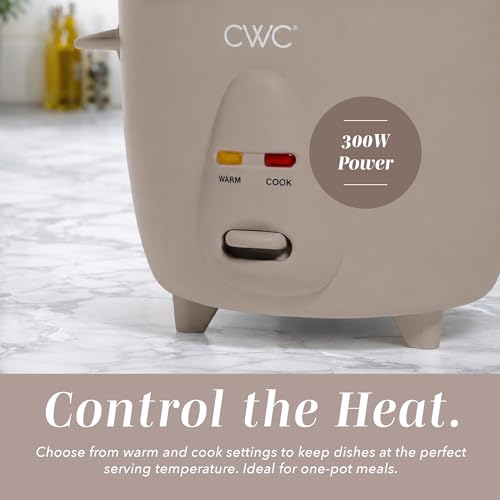 Image of COOK WITH COLOR 6 Cup Rice Cooker 300W - Effortless Cooking and Perfectly, Cooks 3 Cups of Raw Rice for 6 Cups of Cooked Rice, Warm Grey