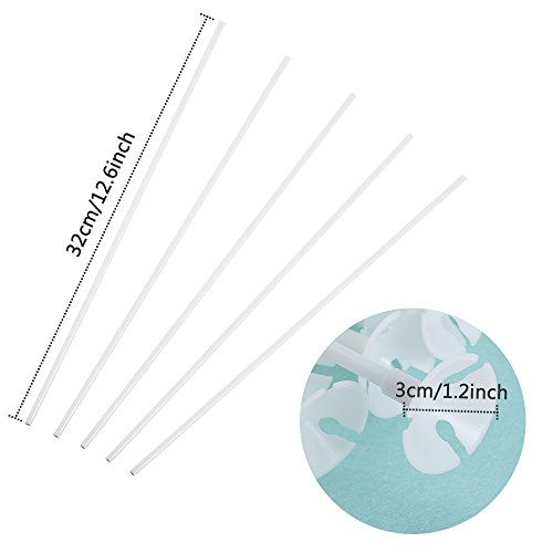 Image of PP OPOUNT Upgraded Version 100 Pieces White Plastic Balloon Sticks Holders | with Cups for Christmas Decoration Party and Wedding Decoration