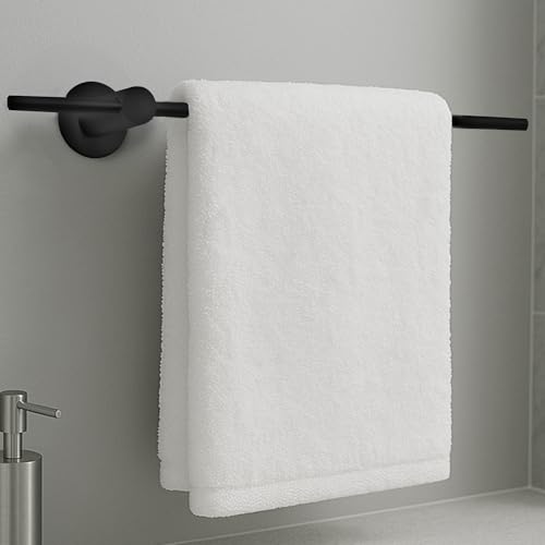 HOMMEY- Toalleros de Baño sin Taladro -Toallero de Diseño - Accesorios de Baño- Toallero Adhesivo Regulable -Toallero Acero Inoxidable 304- Accesorios Baño sin Taladro (Negro Mate, 50 CM)