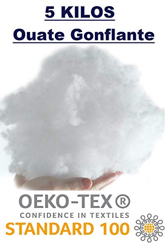 L22G 5 Kilos Ouate de Rembourrage Fibre Polyester Oeko-Tex, Fibre Synthétique Lavable - Carton de 5 kg pour Le Garnissage de Coussins, Jouets, Peluches Cover