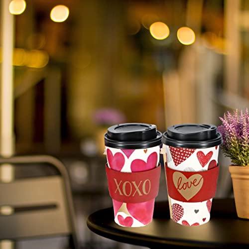 Kd Valentine's Day Insulated Paper Coffee Cups With Lids Printed Heart Cups Café And Restaurant Hot And Cold Drinks Party Disposable Cup Perfect For Christmas, Valentine's And Birthday- 5Ct/16Oz #TOP6