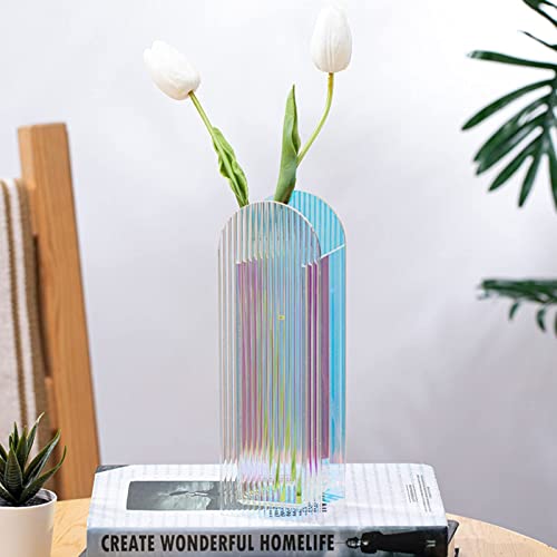 Yalzone Modern Acrylic Vase Geometric Arch Vase Unique Plant Floral Container For Home Office Decoration Wedding Table Centerpiece 3.15 X 9.45’’ #TOP5